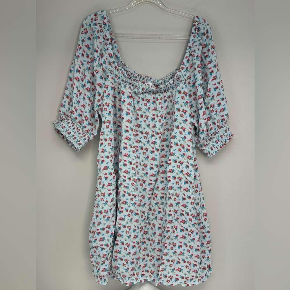 Luv Betsey Blue Floral Dress Betsey Johnson size XL pockets soft